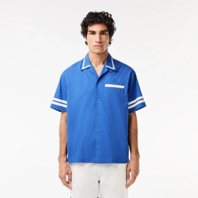Lacoste Men's Branded Back Cotton Twill Shirt - 17â¾ - 45 In Blue