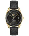 Lacoste Men's Boston Automatique Black Leather Strap Watch 40mm In Black