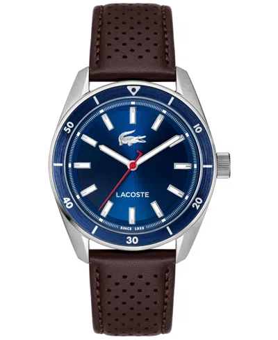 Lacoste Men's Boston Brown Leather Strap Watch, 39mm In Multi