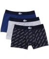 Lacoste 3-pack Trunks In Navy Blue,white-silver Ch