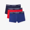 Lacoste Cotton Stretch Logo Waistband Long Boxer Briefs, Pack Of 3 In Blue