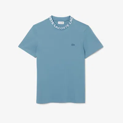 Lacoste Jacquard Branded Pique T-shirt In Blue