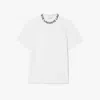 Lacoste White Bicolor Jacquard Collar Regular Fit T-shirt In White