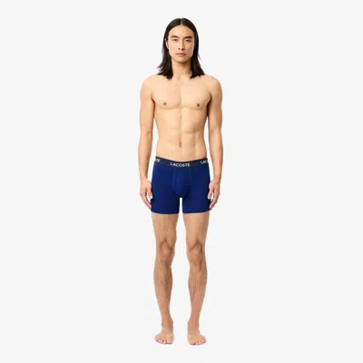 Lacoste Men's Branded Waist Boxer Briefs 5-pack In Blue