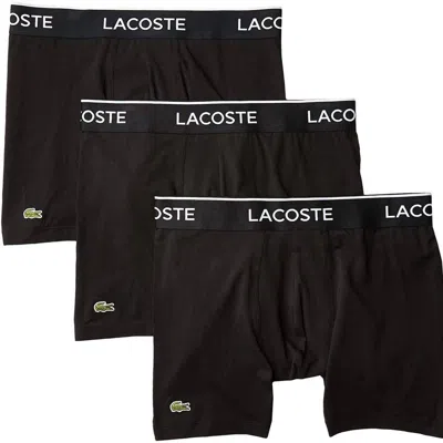 Lacoste Men's Casual Classic 3 Pack Cotton Stretch Boxer Briefs In Black