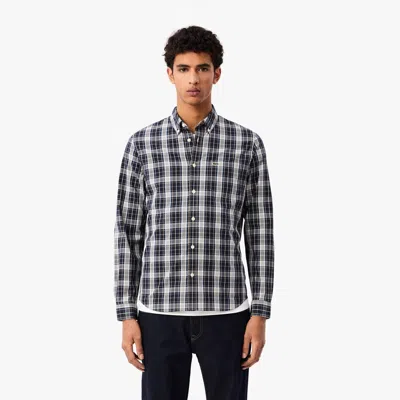 Lacoste Men's Slim Fit Stretch Plaid Shirt - 16½ - 42 In Blue