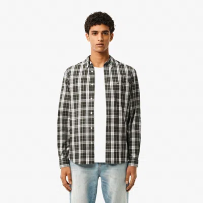Lacoste Men's Slim Fit Stretch Plaid Shirt - 17½ - 44 In White