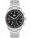 Lacoste Men's Chronograph Boston Stainless Steel Bracelet Watch 44mm In Black