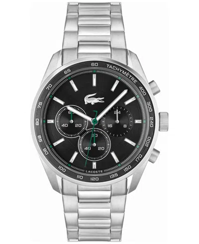 Lacoste Men's Chronograph Vancouver Stainless Steel Bracelet Watch 44mm In Black