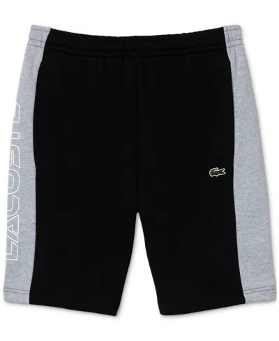 Lacoste Men's Classic Fit Adjustable Cotton Shorts In Noir,argent Chine