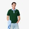 Lacoste Contrast Collar Polo T Shirt Green In Gray