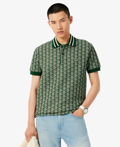 Lacoste Men's Classic Fit Monogram Polo - Xxl - 7 In Green