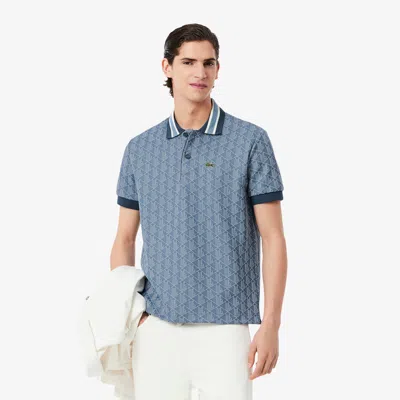 Lacoste Men's Classic Fit Monogram Polo - Xxl - 7 In Blue