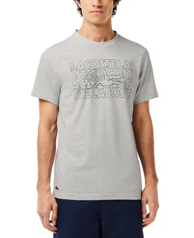Lacoste Men's Classic Fit Short Sleeve Performance Graphic T-shirt In Silver