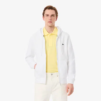 Lacoste Men's Classic Fit Zip-up Fleece Sweatshirt - L - 5 In White