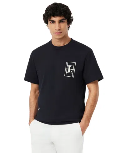 Lacoste Embroidered Heavy Jersey T-shirt In Black