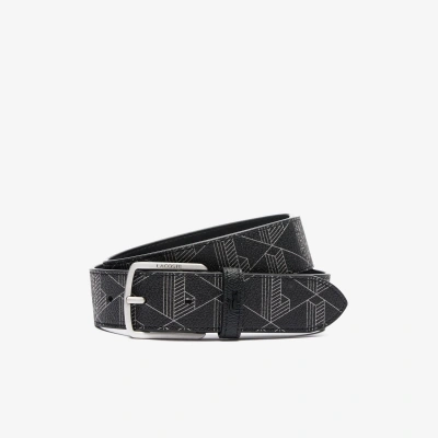 Lacoste Men's Coated Canvas Monogram Belt - 39 In In Black