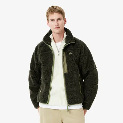 Lacoste Men's Colorblock Fleece Zip-up Jacket - 3xl - 8 In Green