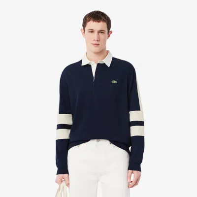 Lacoste Men's Colorblock Rugby Polo - M - 4 In Blue
