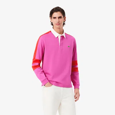 Lacoste Men's Colorblock Rugby Polo - Xl - 6 In Pink