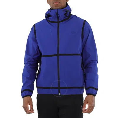 Lacoste Men's Cosmic Hooded Lettering Light Zip Jacket In Blue