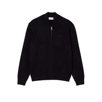 Lacoste Men's Zip-up Sweatshirt With Bomber Collar In Black