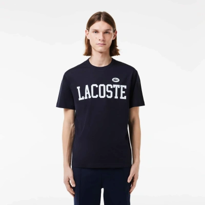 Lacoste Men's Contrast Badge Cotton T-shirt - Xxl - 7 In Blue