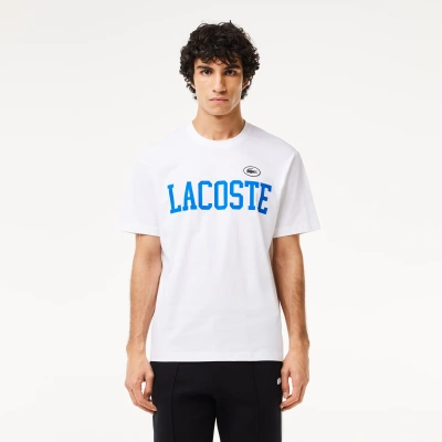 Lacoste Men's Cotton Contrast Print & Badge T-shirt - Xxl - 7 In White