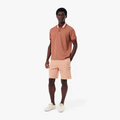 Lacoste Men's Cotton Fleece Cargo Shorts - S - 3 In Burgundy