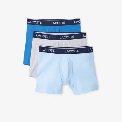 Lacoste Men's Cotton Jersey Boxer Briefs 3-pack In Blue