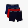 Lacoste Men's Casual Stretch Boxer Brief Set, 3 Piece In Blue