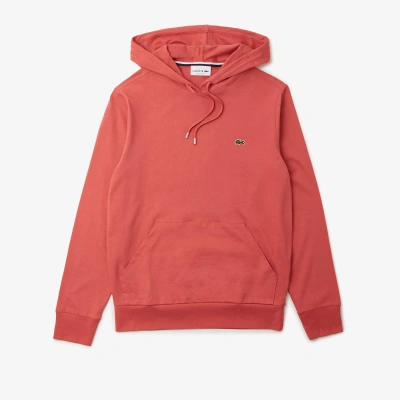 Lacoste Hoodie Jersey Long Sleeve Tee Shirt With Kangaroo Pocket In Pink