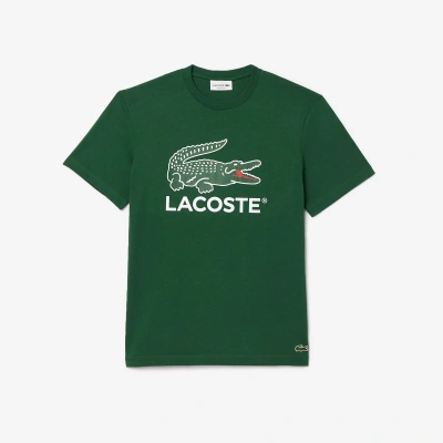 Lacoste Men's Signature Print Cotton T-shirt - Xl - 6 In Green