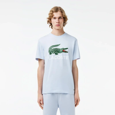 Lacoste Men's Cotton Jersey Signature Print T-shirt - Xl - 6 In Blue