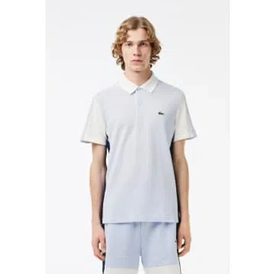 Lacoste Men's Cotton Pique Colourblock Polo Shirt In White