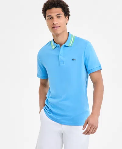 Lacoste Men's Cotton Tipped-collar Polo Shirt In Blue