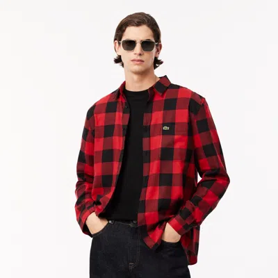 Lacoste Men's Regular Fit Cotton And Wool Overshirt - 16½ - 42 In Black