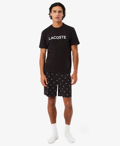 Lacoste Men's Crewneck T-shirt And Pajama Shorts, 2-piece Set In Black