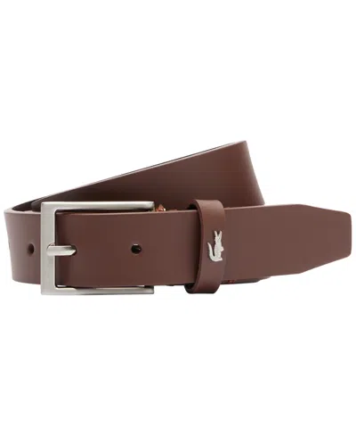 Lacoste Men's Croc Detail Leather Belt In Brown