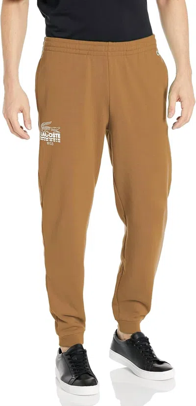 Lacoste Men's Crocodile Cotton Fleece Sweatpants In Brown