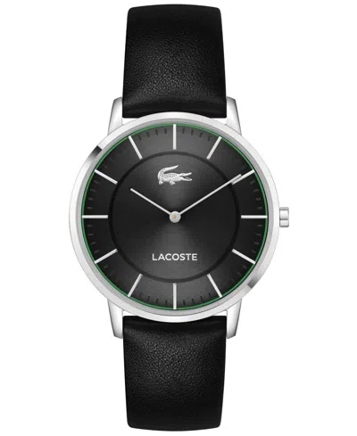 Lacoste Men's Crocorigin Black Leather Strap Watch, 40.5mm