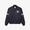 Lacoste Embroidered Badge Water-repellent Nylon Bomber Jack In Blue