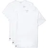 Lacoste Men Essentials 3 Pk Regular Fit Crew Neck T-shirt Base Layer Top In White In White