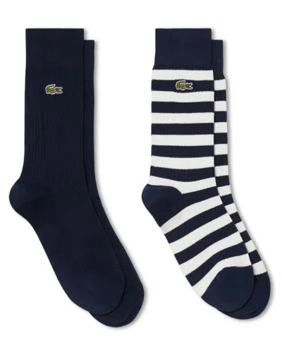 Lacoste Men's Fancy Crew Socks, 2-pack In Blue