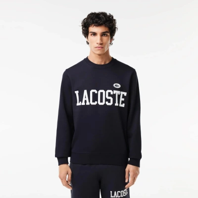 Lacoste Men's Branded Fleece Sweatshirt - M - 4 In Blue