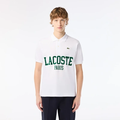 Lacoste Men's Branded Piqué Polo - M - 4 In White
