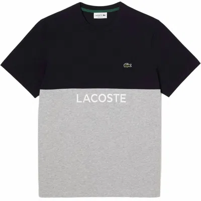 Lacoste Men's Front Logo T Shirt In Navy Blue/grey Chine In Multi