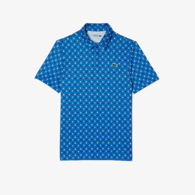 Lacoste Men's Golf Print Recycled Polyester Polo - M - 4 In Blue