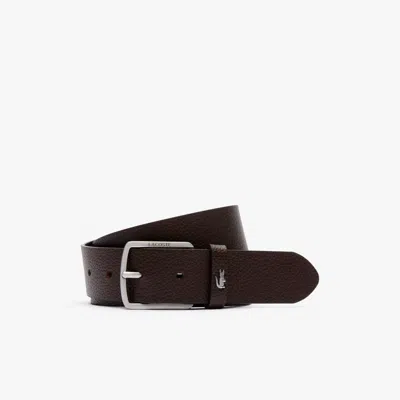 Lacoste Men's Grained Leather Belt - 47 In In Brown