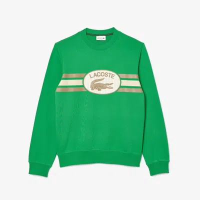 Lacoste Men's Graphic Print Fleece Sweatshirt - L - 5 In Green